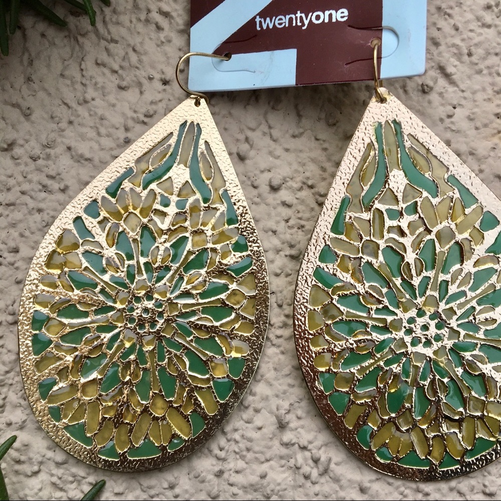 Forever 21 turquoise yellow earrings - Picture 2 of 3